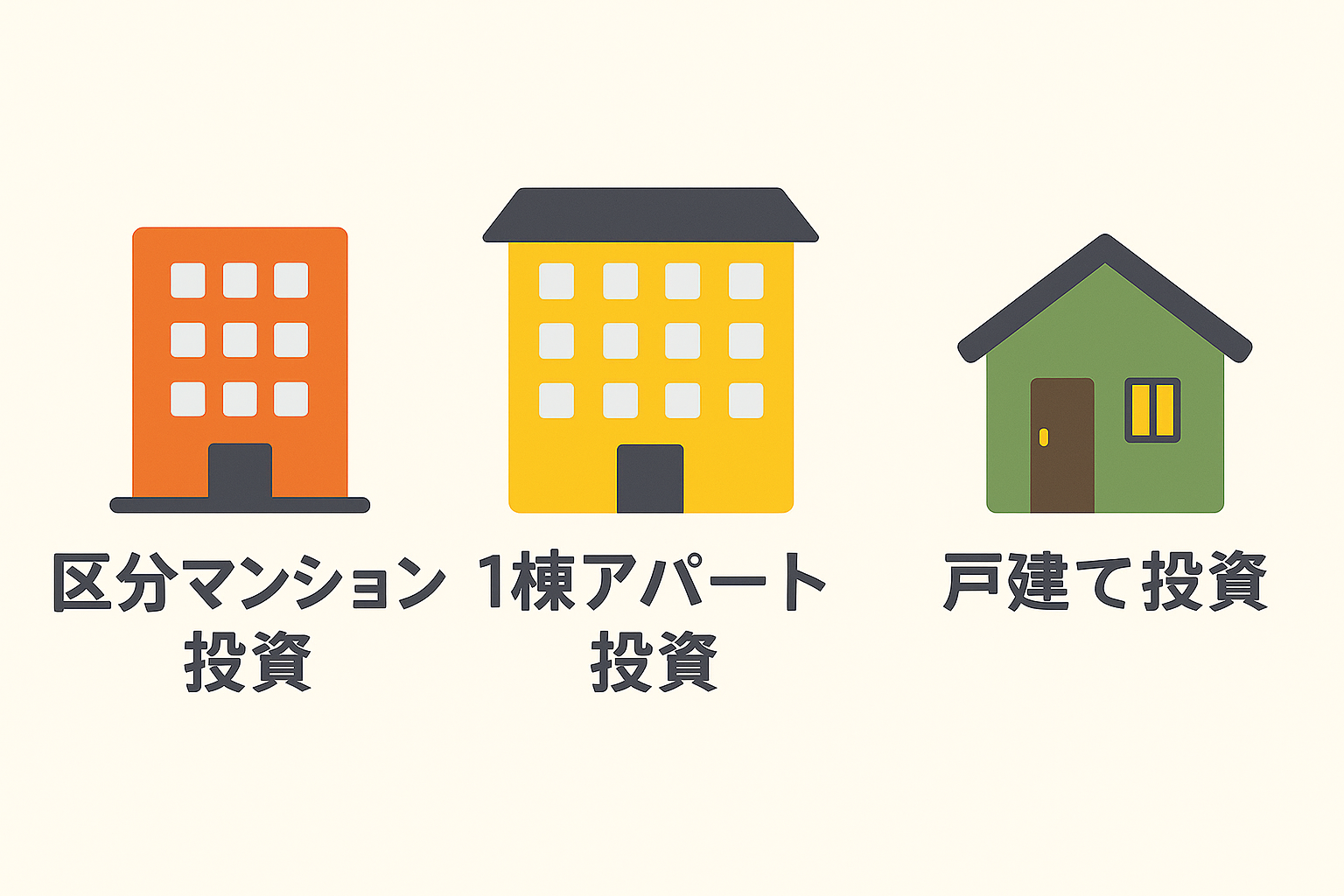 マンション、アパート、戸建ての比較イメージ