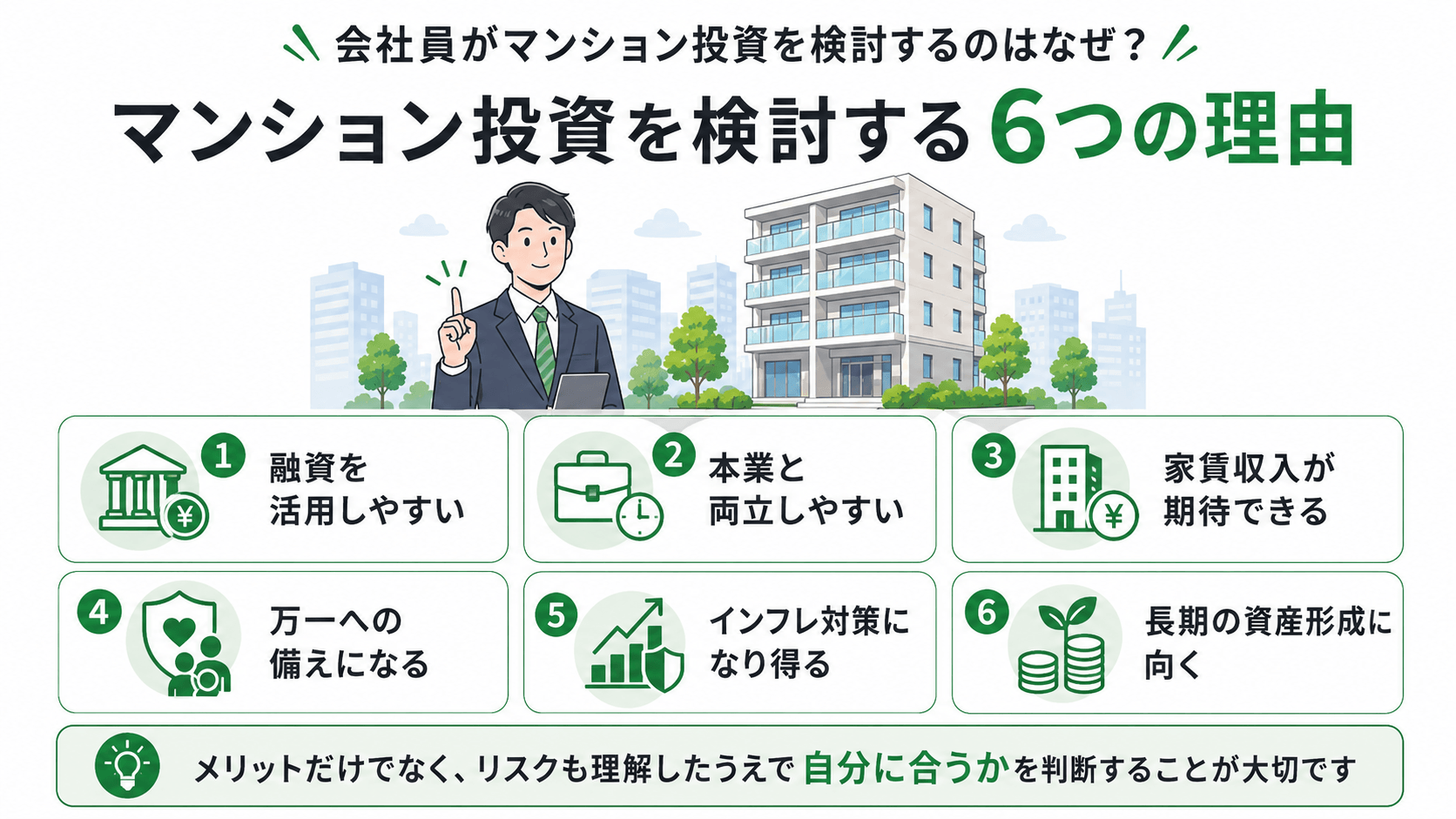 “マンション投資を検討する6つの理由”