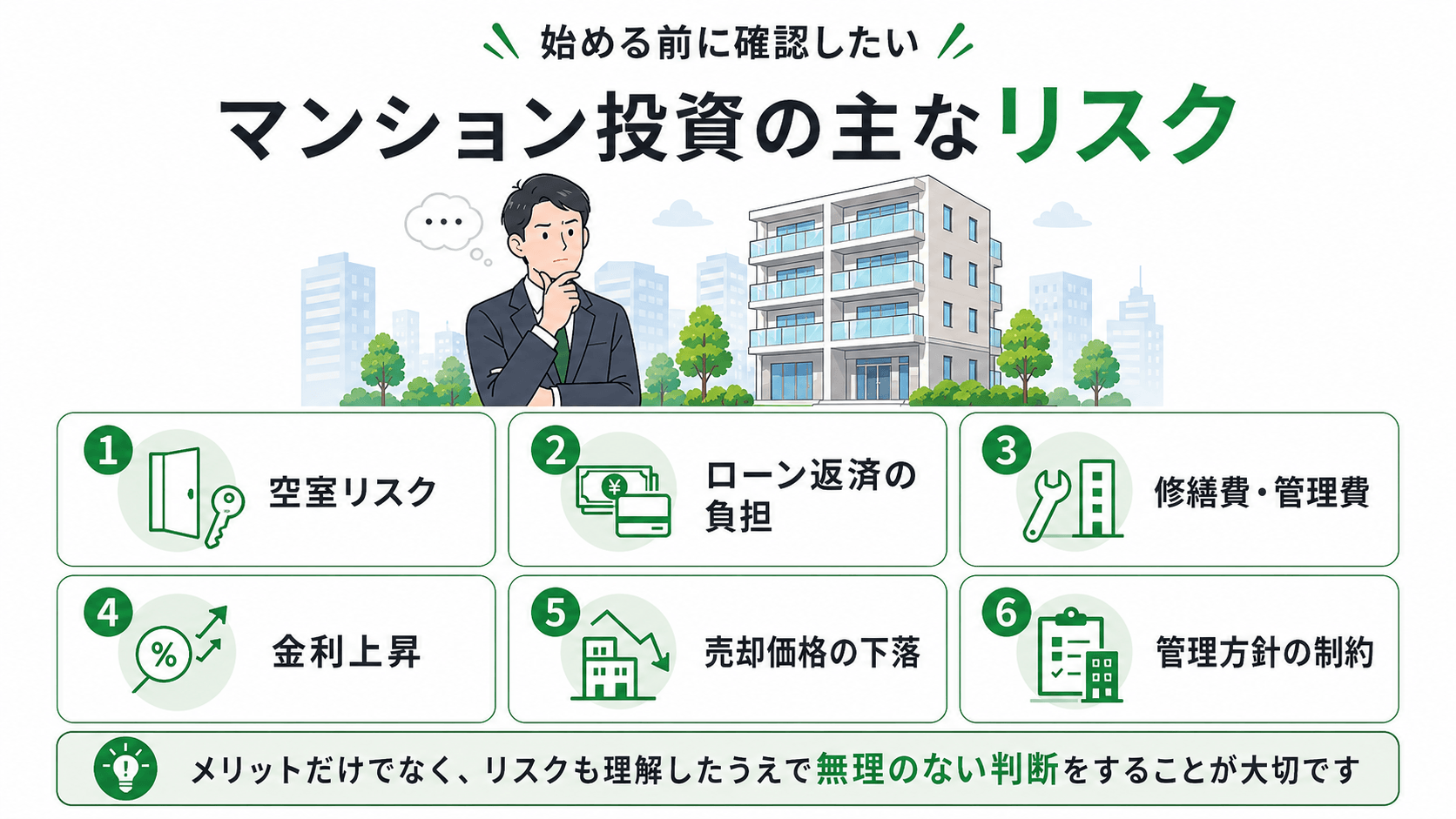 “マンション投資の主なリスク”